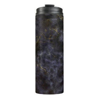 Garrafa Térmica Tumbler Térmico de Mármore Fumaça Dourado Preto Ci
