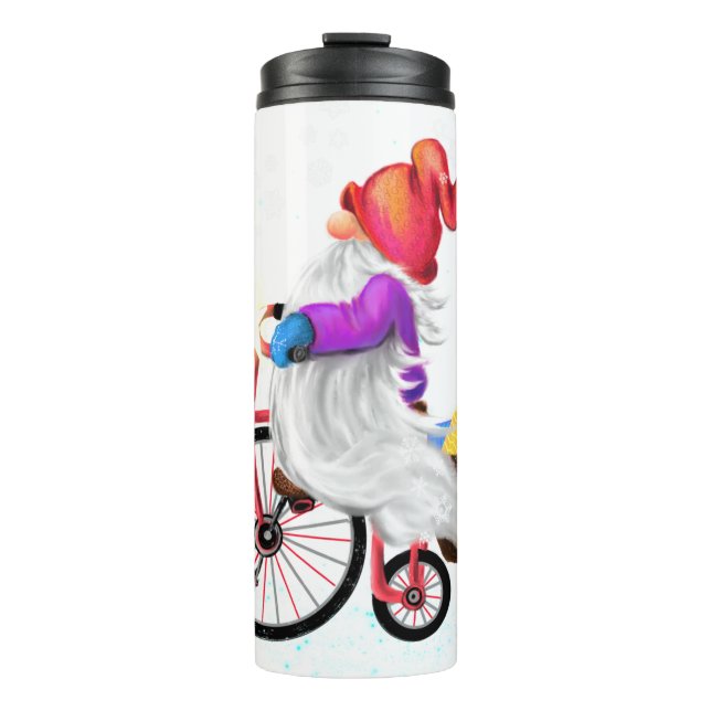 Garrafa Térmica Tumbler Térmico de Natal Gnomo com Presentes (Frente)