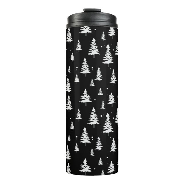 Garrafa Térmica Tumbler térmico de Natal preto e branco (Frente)