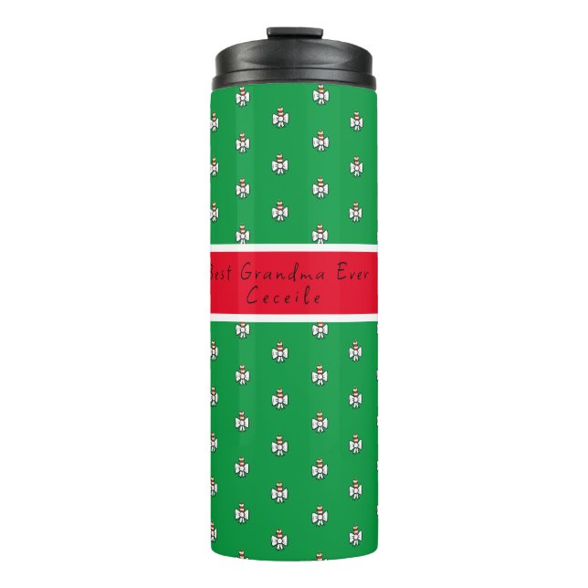 Garrafa Térmica Tumbler Térmico de Natal Verde e Vermelho (Frente)
