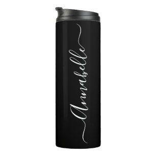 Garrafa Térmica Tumbler térmico de nome personalizado branco preto