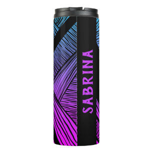 Garrafa Térmica Tumbler térmico de onda púrpura e azul personali