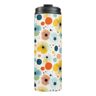 Garrafa Térmica Tumbler Térmico de Padrão Floral Abstrato Colorido