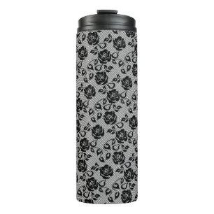 Garrafa Térmica Tumbler Térmico de Rosa de Fishnet Preto Faux