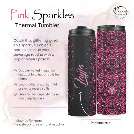 Garrafa Térmica Tumbler Térmico de Sparkles Rosa