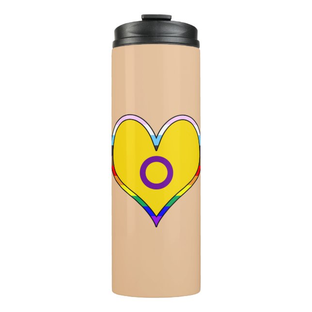 Garrafa Térmica Tumbler térmico do coração do Orgulho Intersexual (Frente)