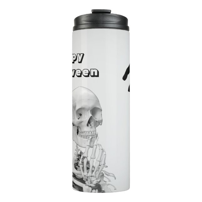 Garrafa Térmica Tumbler térmico do Halloween Skeleton manual (Frente)
