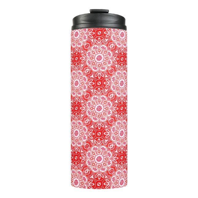 Garrafa Térmica Tumbler Térmico do Medalhão Vermelho Boho (Frente)