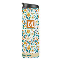Tumbler Térmico do Monograma Floral Personalizado