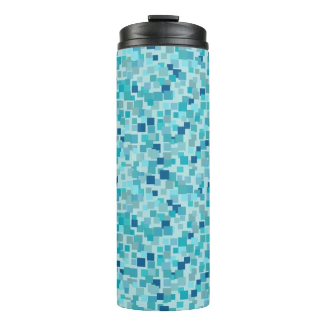 Garrafa Térmica Tumbler térmico do mosaico azul retrô (Frente)
