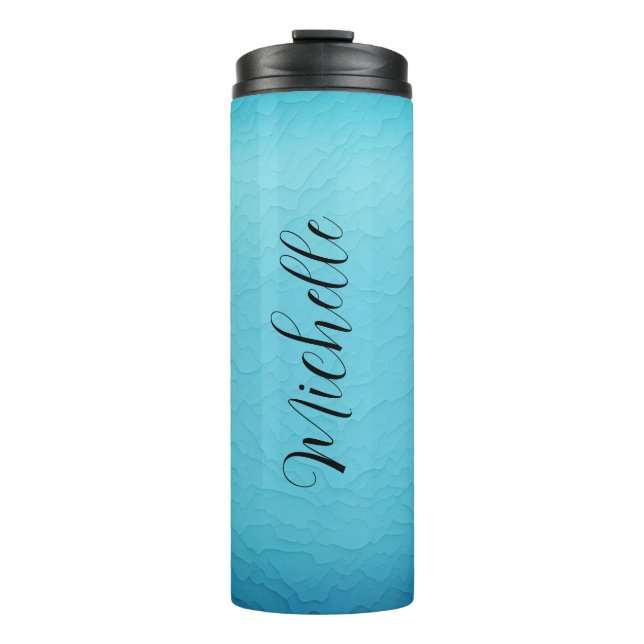 Garrafa Térmica Tumbler térmico do nome personalizado azul (Frente)