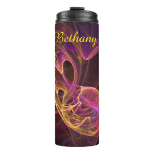 Garrafa Térmica Tumbler térmico do turbilhão rosa, amarelo e borgo