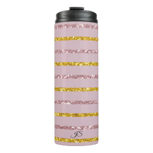 Garrafa Térmica Tumbler Térmico Dourado e rosa