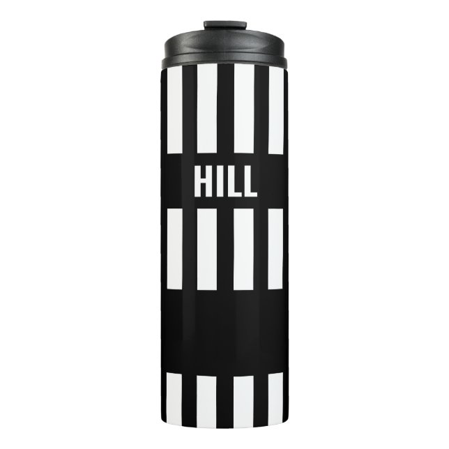 Garrafa Térmica Tumbler Térmico em Preto e Branco com Faixa Zebra  (Frente)