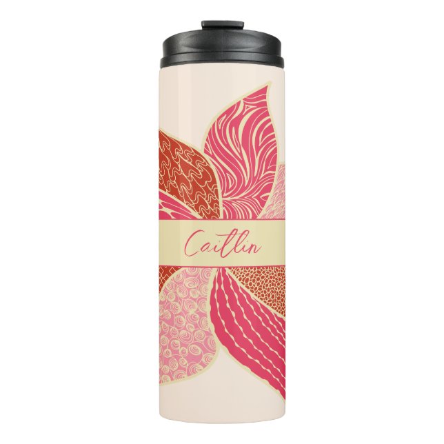 Garrafa Térmica Tumbler térmico Feliz Flor Personalizado (Frente)