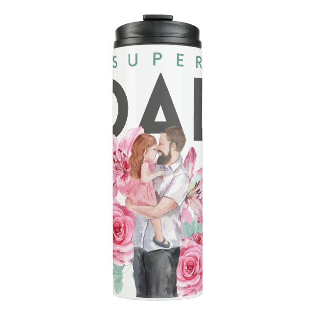 Garrafa Térmica Tumbler térmico Floral de Aquarela com Super Pai (Frente)
