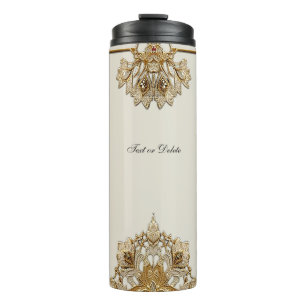 Garrafa Térmica Tumbler térmico Floral do Ornamentado Dourado