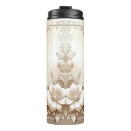 Garrafa Térmica Tumbler Térmico Flores de Marfim
