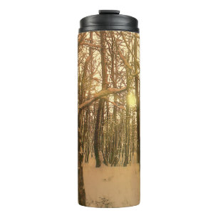 Garrafa Térmica Tumbler Térmico Floresta De Inverno Neve E Luz