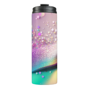 Garrafa Térmica Tumbler Térmico Holográfico de Silver Glitter 12oz