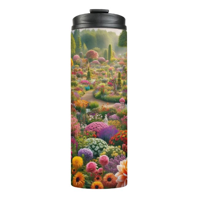 Garrafa Térmica Tumbler Térmico Jardim de Flores Fantasia (Frente)