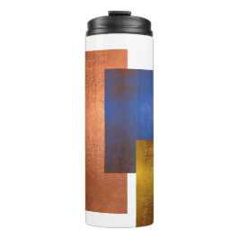 Garrafa Térmica Tumbler Térmico Marrom Azul Dourado Arte Moderna