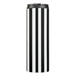 Garrafa Térmica Tumbler Térmico Moderno com Listras Brancas e Pret