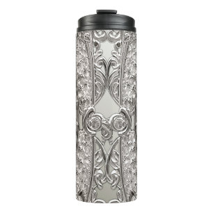 Garrafa Térmica Tumbler Térmico Moderno do Ornamentado Prata