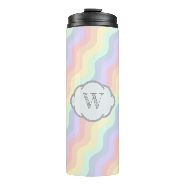 Garrafa Térmica Tumbler Térmico Ondas de Arco-Íris Pastel (Frente)