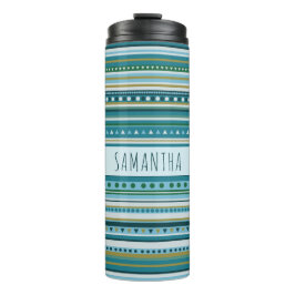 Garrafa Térmica Tumbler Térmico Padrão de Stripes Azul Tribal