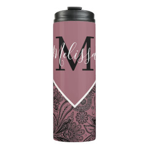 Garrafa Térmica Tumbler térmico paisley dourado rosa e preto