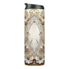 Garrafa Térmica Tumbler Térmico Pérolas Flores Brancas Modernas