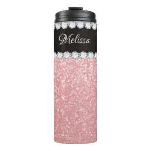 Garrafa Térmica Tumbler Térmico Personalizado com Diamante Rosa Gi