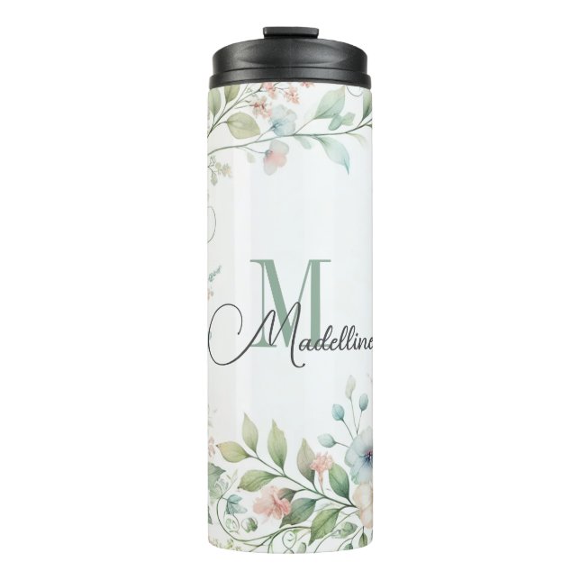 Garrafa Térmica Tumbler térmico personalizado com flores selvagens (Frente)