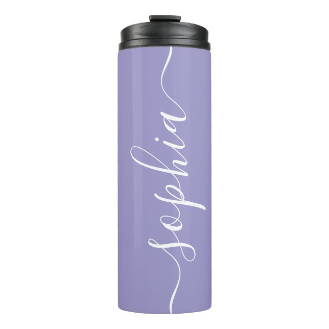 Garrafa Térmica Tumbler Térmico Personalizado com Letra Roxa Lavan (Frente)
