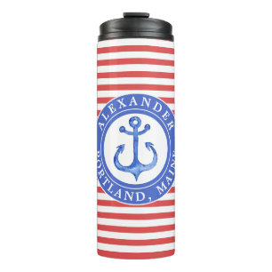 Garrafa Térmica Tumbler térmico personalizado da âncora vermelho