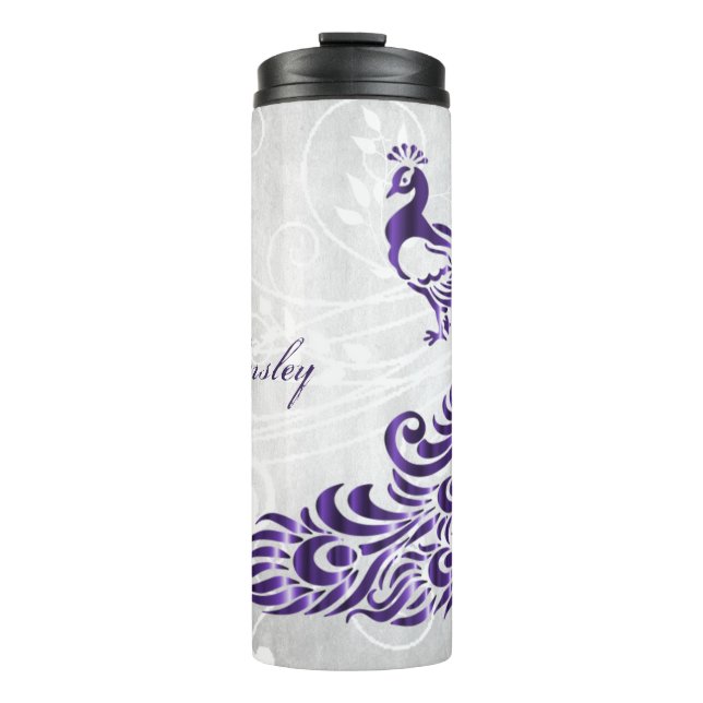 Garrafa Térmica Tumbler Térmico Personalizado de Peacock Roxo (Frente)