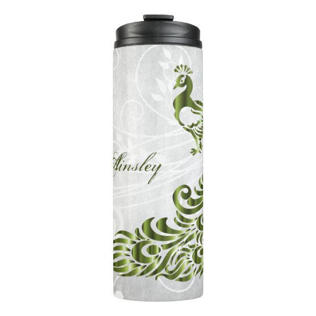 Garrafa Térmica Tumbler Térmico Personalizado de Peacock Verde (Frente)