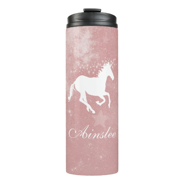 Garrafa Térmica Tumbler Térmico Personalizado do Unicorn Rosa (Frente)