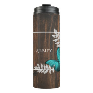 Garrafa Térmica Tumbler Térmico Personalizado para Borboleta Teal