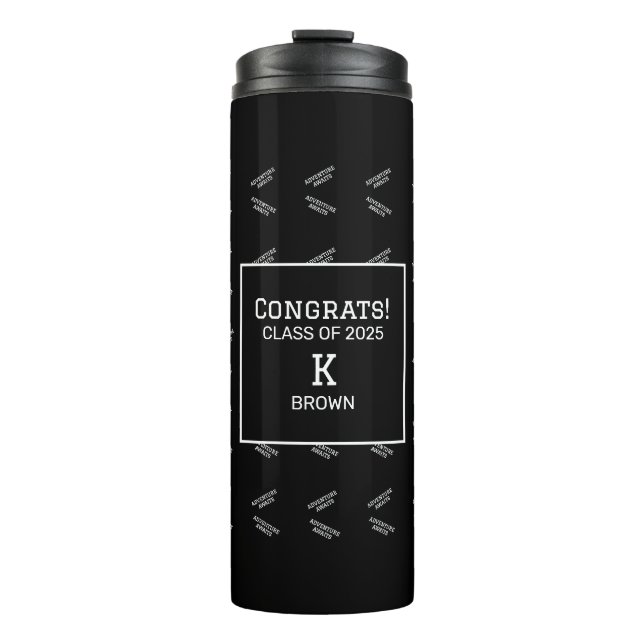 Garrafa Térmica Tumbler térmico personalizado preto e branco (Frente)