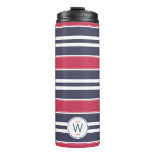 Garrafa Térmica Tumbler Térmico Preppy Red, White & Blue Stripe