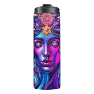 Garrafa Térmica Tumbler térmico psicodélico com face mística