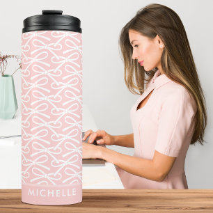 Garrafa Térmica Tumbler térmico rosa com nome personalizado do Arc