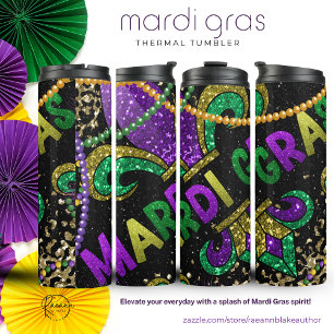 Garrafa Térmica Tumbler Térmico Vibrante de Mardi-Gras
