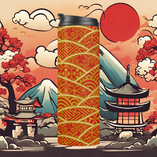 Garrafa Térmica Tumbler thermo do teste padrão japonês tradicion