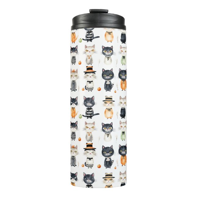 Garrafa Térmica Tumblers ilustrados de Gato de Cute Personalizado (Frente)