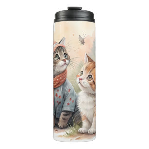 Garrafa Térmica Tumblers Térmicos - Gatinhos em um Jardim de Outon