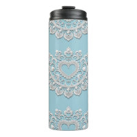 Turquesa Azul Branco Renda Coração Casamento Noiva