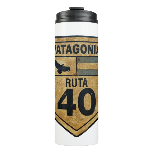 Garrafa Térmica Um antigo sinal de estrada Ruta 40 desutilizado (Frente)